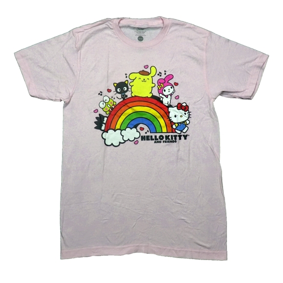 Hello Kitty Other - NWT Hello Kitty Light Pink Mens Tee with Rainbow Design Size XL 46/48